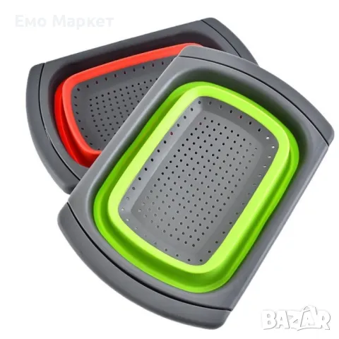 Сгъваема правоъгълна кошница за измиване и изцеждане на плодове и зеленчуци, снимка 14 - Други - 49238943