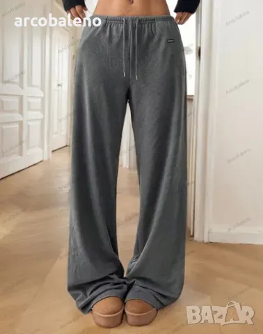 Ежедневни дамски свободни панталони с шнур и ластик, 2цвята, снимка 2 - Панталони - 48708740