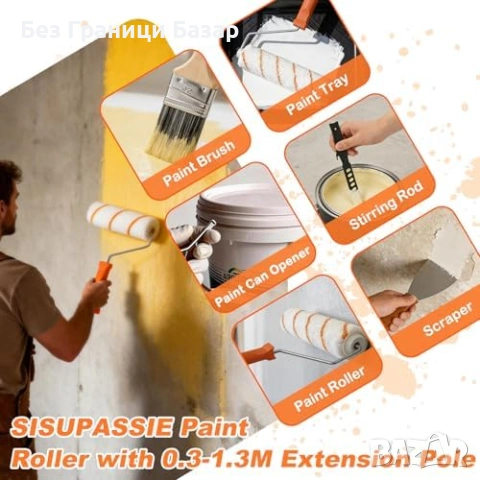 Нов Комплект за боядисване 27 части с удължител Валяци и четки ремонт, снимка 8 - Други стоки за дома - 53793684