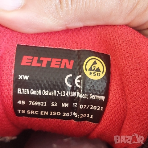 Предпазни работни обувки ELTEN GRANT Red Mid ESD S2 номер 45, снимка 4 - Други - 51893809