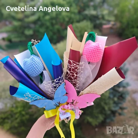 Вечни букети от плетени лалета , снимка 13 - Изкуствени цветя - 55871513