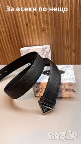 Prada Мъжки Луксозен Колан С Триъгълна Тока Прада - Различни Цветове Код SEM-643, снимка 2 - Колани - 55908080