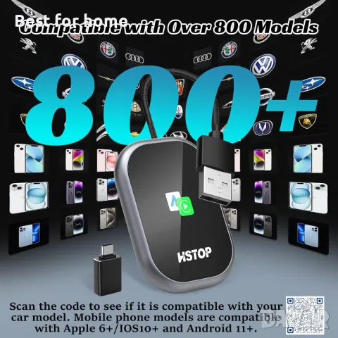 Безжичен адаптер Carplay и Android, снимка 2 - Аксесоари и консумативи - 49116456