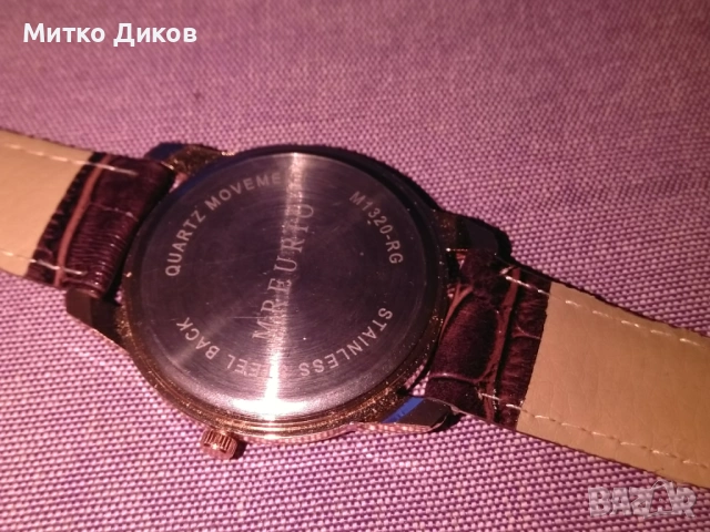 Mreurio кварцов часовник нов с каишка естествена кожа, снимка 8 - Мъжки - 53322841