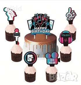 Tik Tok Тик Ток топер топери за торта мъфини кексчета картонени украса декор парти рожден ден