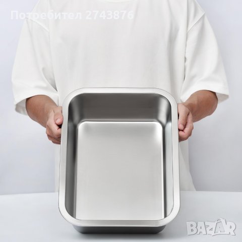 Иноксова дълбока тава правоъгълна ,40х30х15см, снимка 6 - Съдове за готвене - 44491849