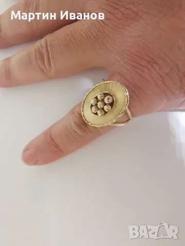 Златен дамски пръстен с топчета , снимка 7 - Пръстени - 48013934