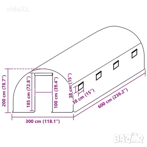 vidaXL Резервно покривало за парник (18 м²), 300x600x200 см, зелено, снимка 5 - Оранжерии - 56146622