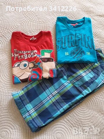 Лот тениски и бермуди Here and There 152 / 158, снимка 3 - Детски тениски и потници - 41549164