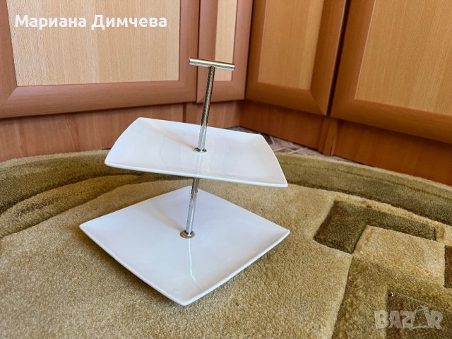 Елегантна двуетажна етажерка за всякакъв вид хапки, снимка 2 - Прибори за хранене, готвене и сервиране - 39194466