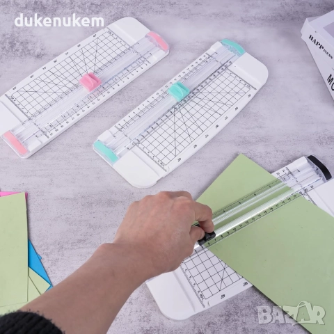 A5 мини гилотина за хартия – прецизен и безопасен ротационен нож за снимки, картички и хоби проекти, снимка 7 - Други - 52623943