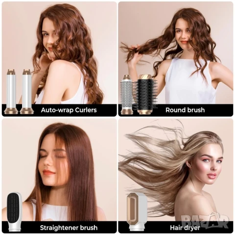 Стилизатор за коса 6в1 - йонен сешоар, изправяне, въздушна маша за къдрици, снимка 8 - Сешоари - 51261422
