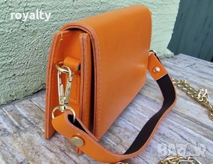 Кожена Дамска Оранжева Чанта , снимка 2 - Чанти - 52077092