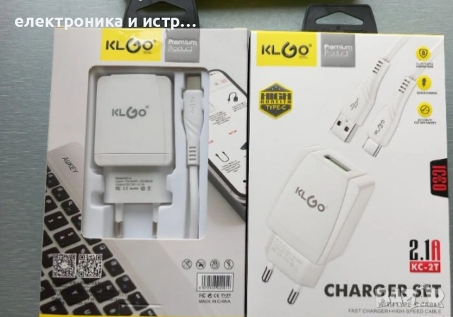 Универсално зарядно KLGO KC-2T, type C, fast charger+high speed кабел , снимка 3 - Безжични зарядни - 53347643