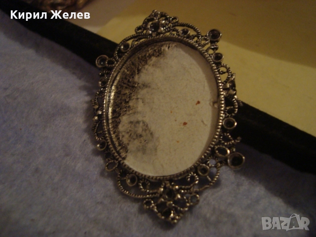 СРЕБРИСТ ВИНТИДЖ АРТ-ДЕКО СТИЛ МЕДАЛЬОН - РАМЧИЦА за СНИМКА 57691, снимка 4 - Колиета, медальони, синджири - 36095025