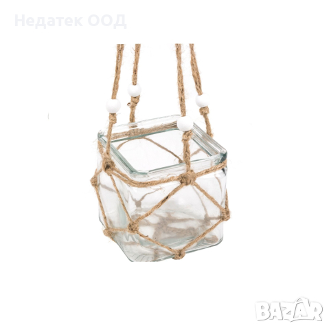  Декоративна висяща чаша, с въже, дървени мъниста