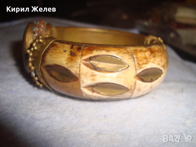 СТАРА НЕФРИТЕНА ТИБЕТСКА ЕТНОГРАФСКА БРОНЗОВА ГРИВНА с ОБКОВ от РОГ МАЙСТОРСКА РЪЧНА ИЗРАБОТКА 26205, снимка 13 - Антикварни и старинни предмети - 35996878