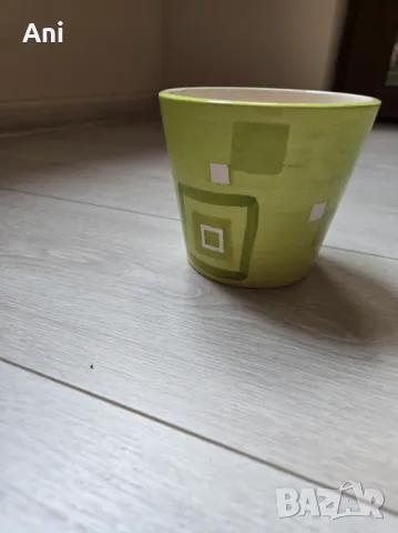 Зелена кашпа /саксийка, снимка 2 - Саксии и кашпи - 49933703