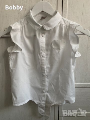 Риза на сърца и къси дънкови панталони 7-8-9 години, снимка 2 - Детски комплекти - 41447678