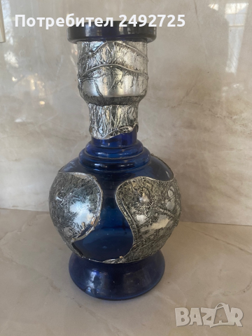 ✅Голяма ваза стъкло цветно , синя, снимка 1 - Вази - 36151405