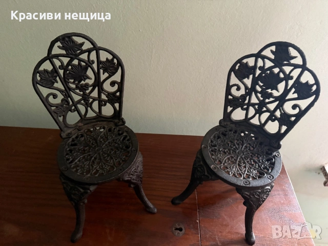 Чифт чугунени столчета, снимка 5 - Антикварни и старинни предмети - 53062529