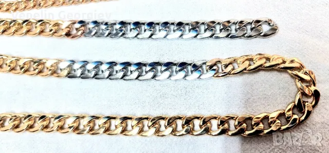 Стоманен синджир с кръс в цвят злато 2бр, 56см. / 60см., снимка 6 - Колиета, медальони, синджири - 48984381