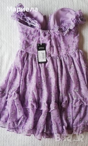 Нежна лятна мини рокля – нова с етикет, снимка 4 - Рокли - 41541556