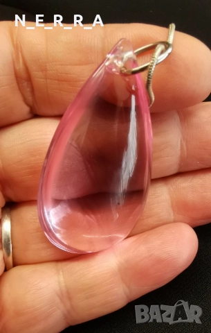 Медальон с голям розов кристал, снимка 3 - Колиета, медальони, синджири - 52274491