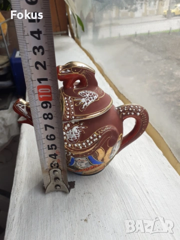 Сатцума Satsuma малък чайник Япония порцелан печат, снимка 7 - Антикварни и старинни предмети - 53340196