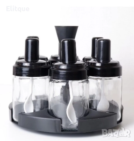 Комплект от 6 контейнера за подправки, с въртяща се опора на 360 градуса, снимка 5 - Други - 52902262