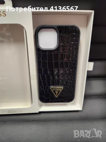 Защитен калъф Guess с метално лого PU, за iPhone14, черен