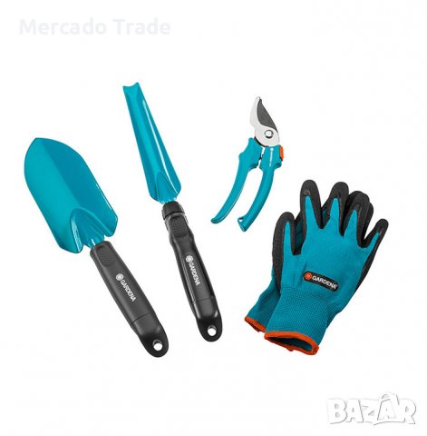 Комплект градински инструменти Mercado Trade, За градината, 4 части, Черен, Син