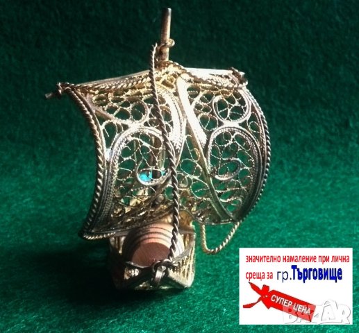 Стар позлатен сувенир лодка, снимка 7 - Други ценни предмети - 44351068
