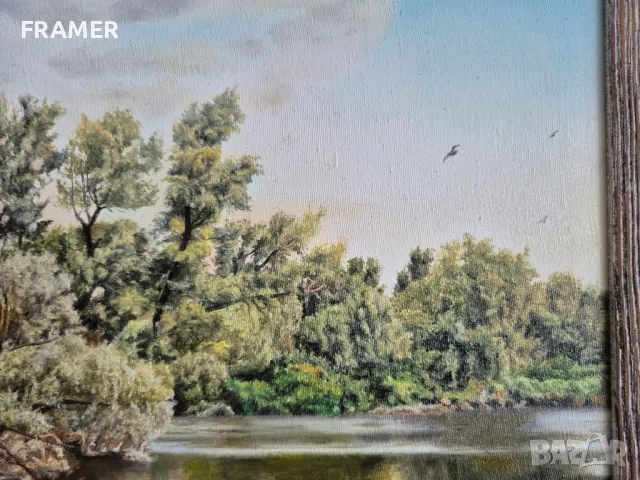 Петър Момчилов Птици край реката 2023г. маслени бои платно, снимка 5 - Картини - 48282677