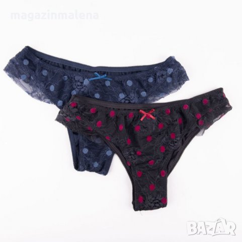 Jadea S италианска морскосиня памучна дантелена прашка дантелено бельо Жадеа дантелена бразилка  , снимка 1