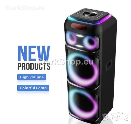 Мощна караоке тонколона с два микрофона, цветомузика 2х12 12000W, снимка 2 - Тонколони - 48082704