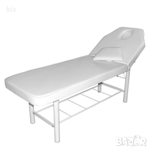 Ниско стационарно легло за козметични процедури и масаж 8386, Бял - 56 см. височина, снимка 1 - Кушетки - 41597775