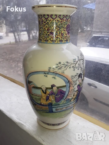 Страхотна голяма японска ваза - порцелан, маркировка, снимка 2 - Антикварни и старинни предмети - 50989519