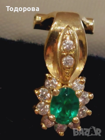 Затни 18каратови обеци с инкрустирани изумруди, снимка 3 - Обеци - 53395763