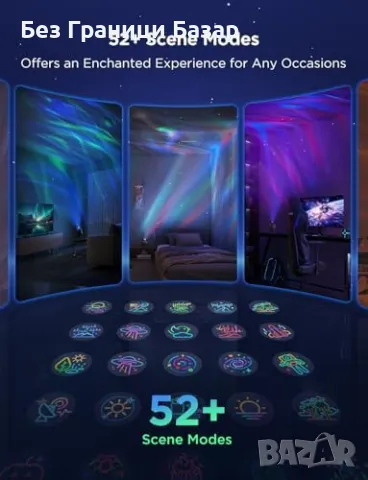 Нов Govee проектор за спалня с 52 сцени и RGBW цветове за аурора и звезди , снимка 11 - Други - 48713524