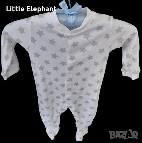 Цяла пижамка ромпър за 6-9 мес момченце големи сиви звезди,колекция"Stars",Англия/нова