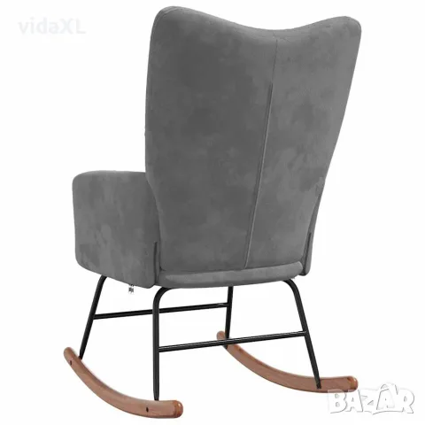 vidaXL Люлеещ стол, тъмносив, кадифе, снимка 6 - Столове - 56146879