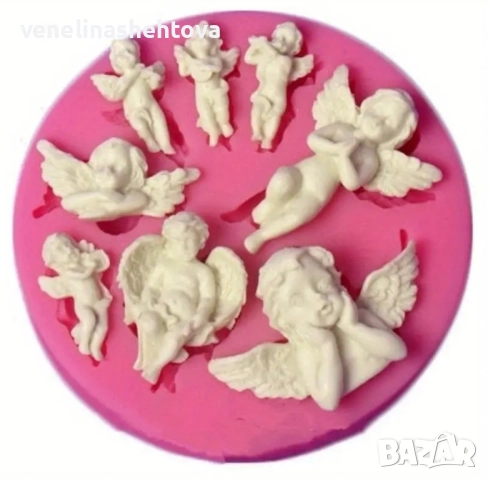 8 ангела ангели Силиконов молд форма за гипс смола фондан за декорация на торта 