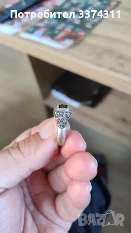 Сребърен пръстен с Натурален Прозрачен Гранат!!!, снимка 4 - Пръстени - 47567279