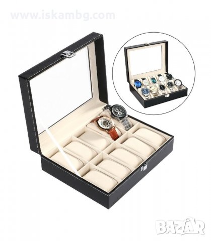ЧЕРНА КОЖЕНА КУТИЯ ЗА ЧАСОВНИЦИ С 10 ОТДЕЛЕНИЯ - код 2100, снимка 9 - Подаръци за мъже - 33950054