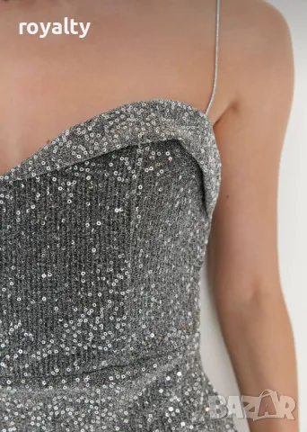 Сребриста стилна дамска рокля , снимка 2 - Рокли - 50272949