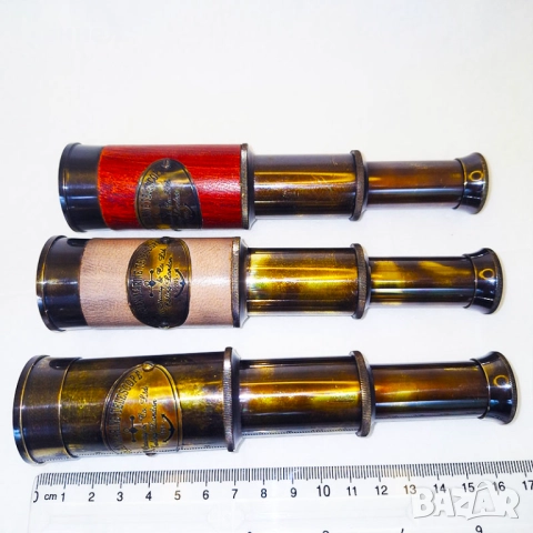 Бронзов ретро далекоглед в дървена кутия – стил „пиратски“, снимка 5 - Други - 52028999