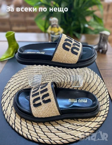 Miu Miu Дамски Чехли Миу Миу - Налични Различни Цветове Код E606, снимка 3 - Чехли - 50957638