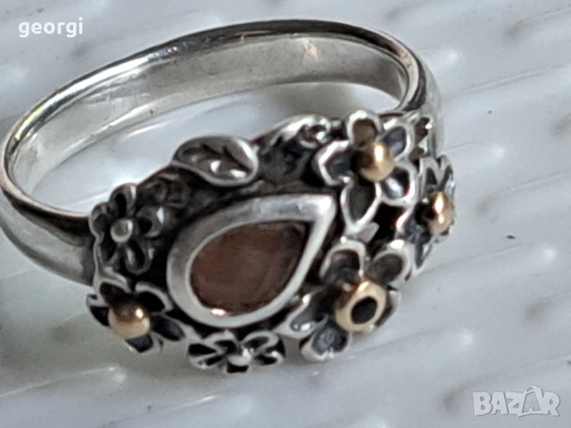 пръстен Pandora с лунен камък и злато , снимка 3 - Пръстени - 51160386