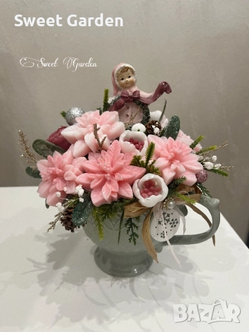 Стилни аранжировки от ароматни сапунени цветя, снимка 4 - Декорация за дома - 52881508